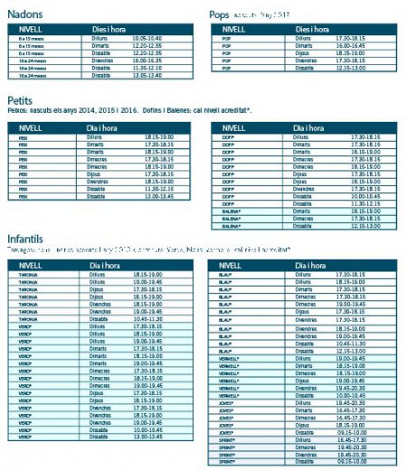 ESPORTIU graella cursets 2019-2020